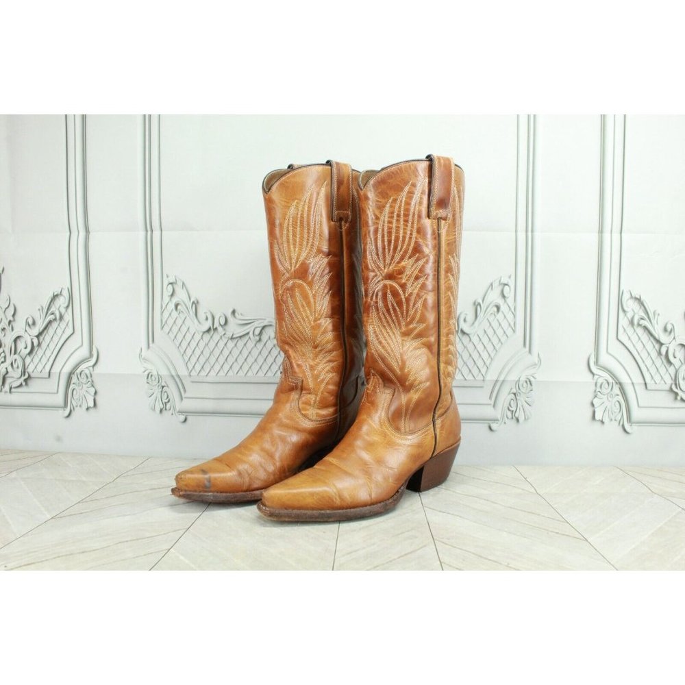 Steven Madden Brown Leather Pull-On Stitched Western Boots Size 6.5 - Picture 2 of 9